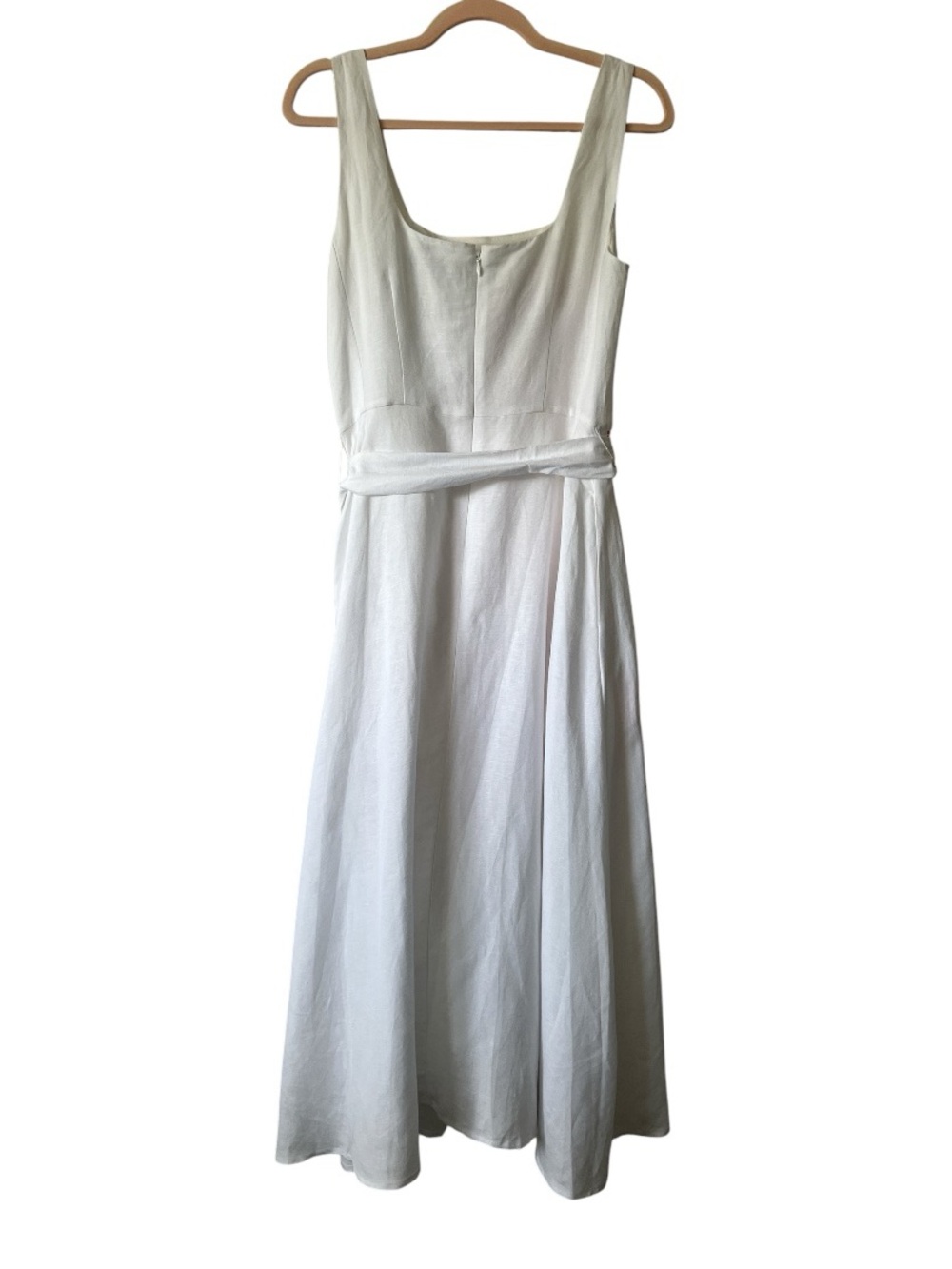 Karl Lagerfeld Paris Beaded Floral Linen Blend Belted Midi Dress Size 6 - Picture 5 of 12